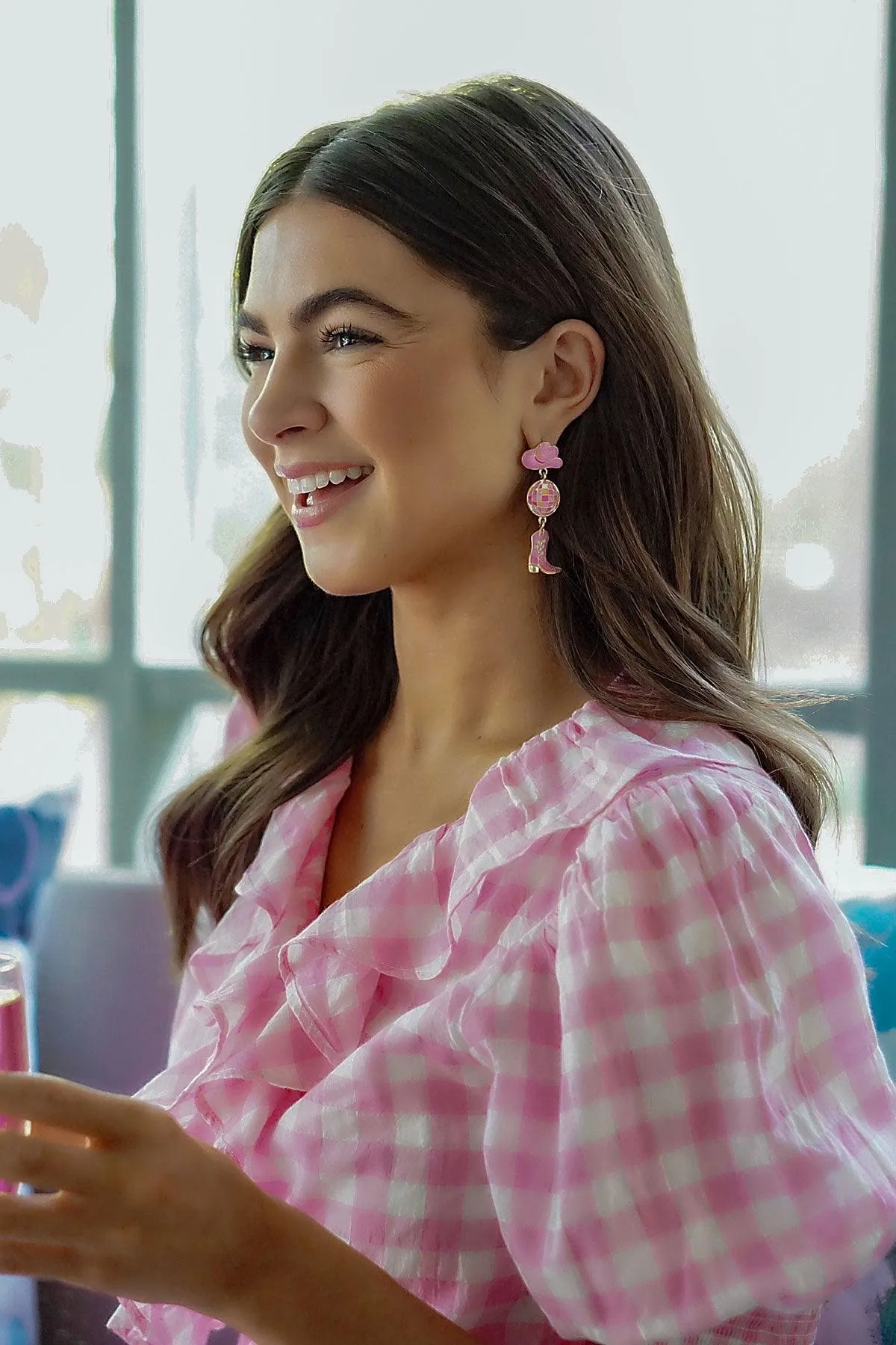 Rodeo Disco Ball Linked Enamel Earrings sold by Canvas Style product image thumbnail 2