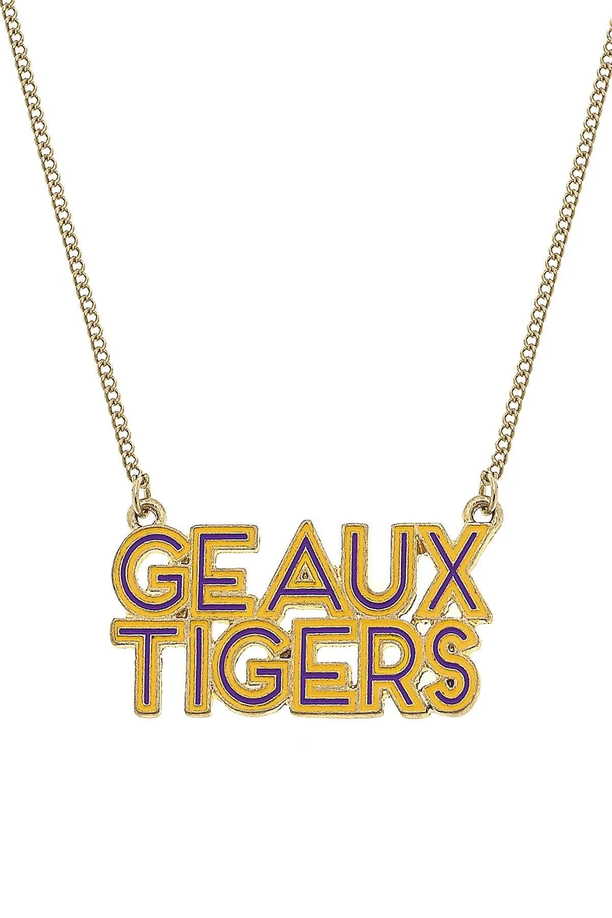 LSU Tigers Outline Enamel Necklace sold by Canvas Style