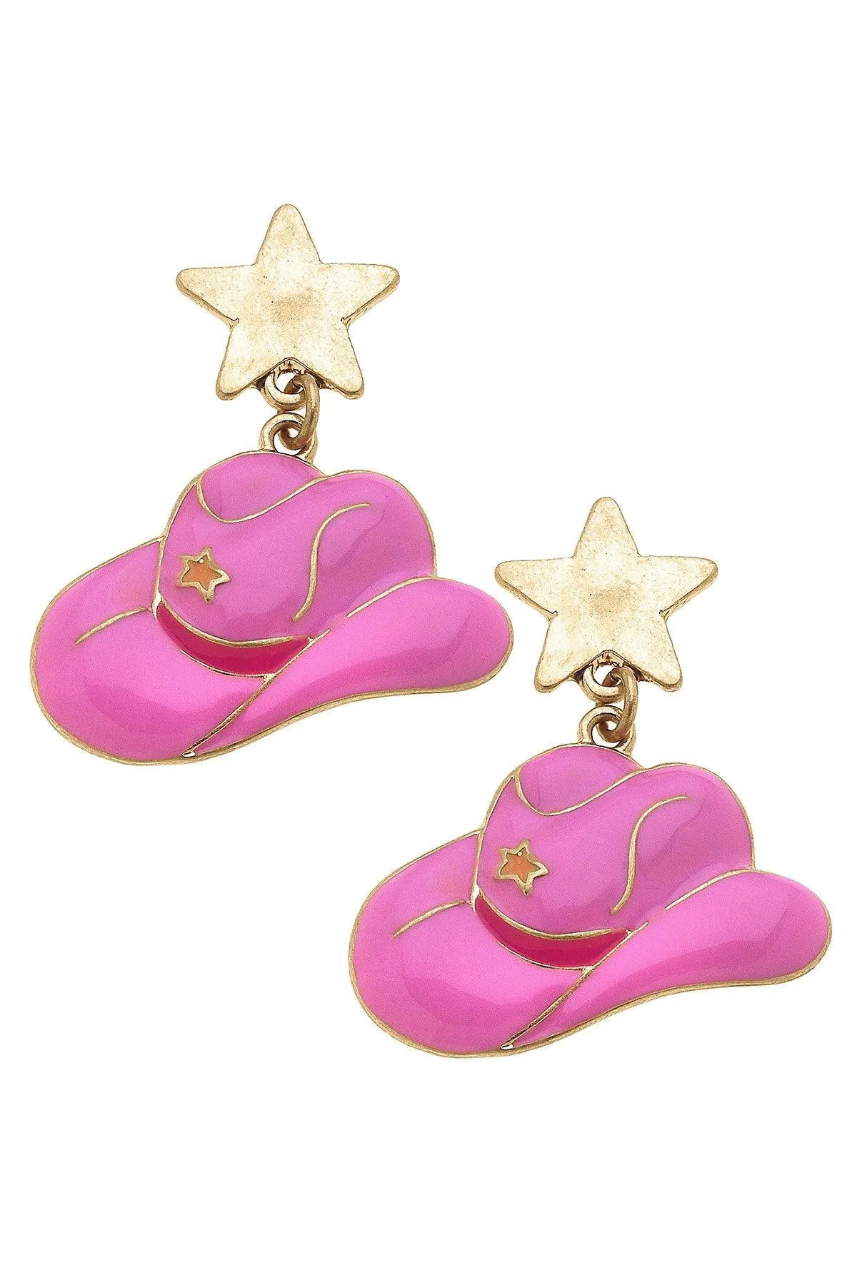 Rodeo Star Cowboy Hat Enamel Earrings sold by Canvas Style