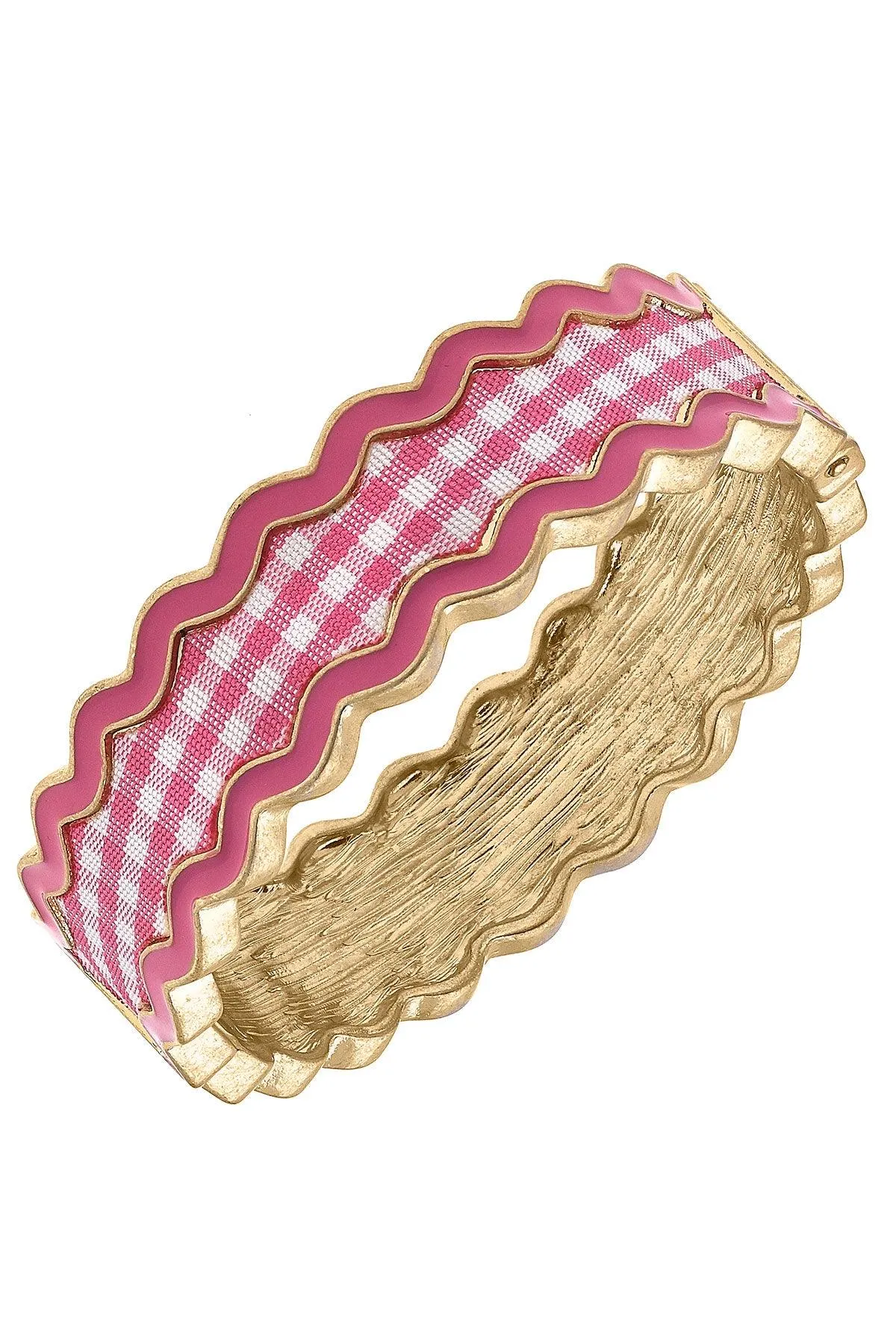 Annalise Gingham Statement Bangle in Fuchsia sold by Canvas Style