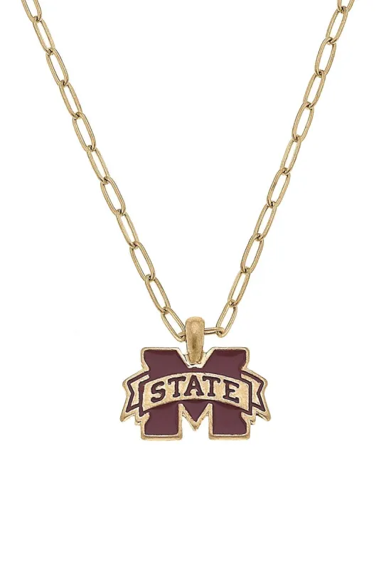 Mississippi State Bulldogs Enamel Pendant Necklace - FINAL SALE sold by Canvas Style