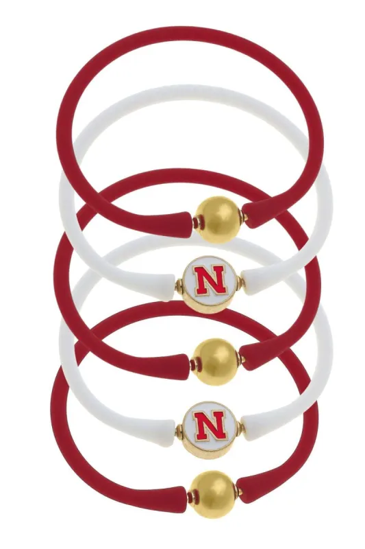 Nebraska Cornhuskers 24K Gold Plated Bali Bracelet Stack (Set of 5) sold by Canvas Style