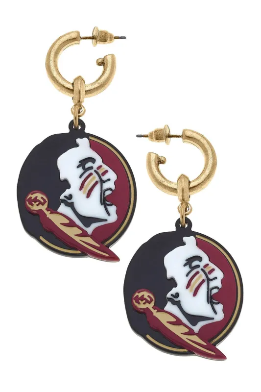 Florida State Seminoles Resin Logo Drop Hoop Earrings sold by Canvas Style
