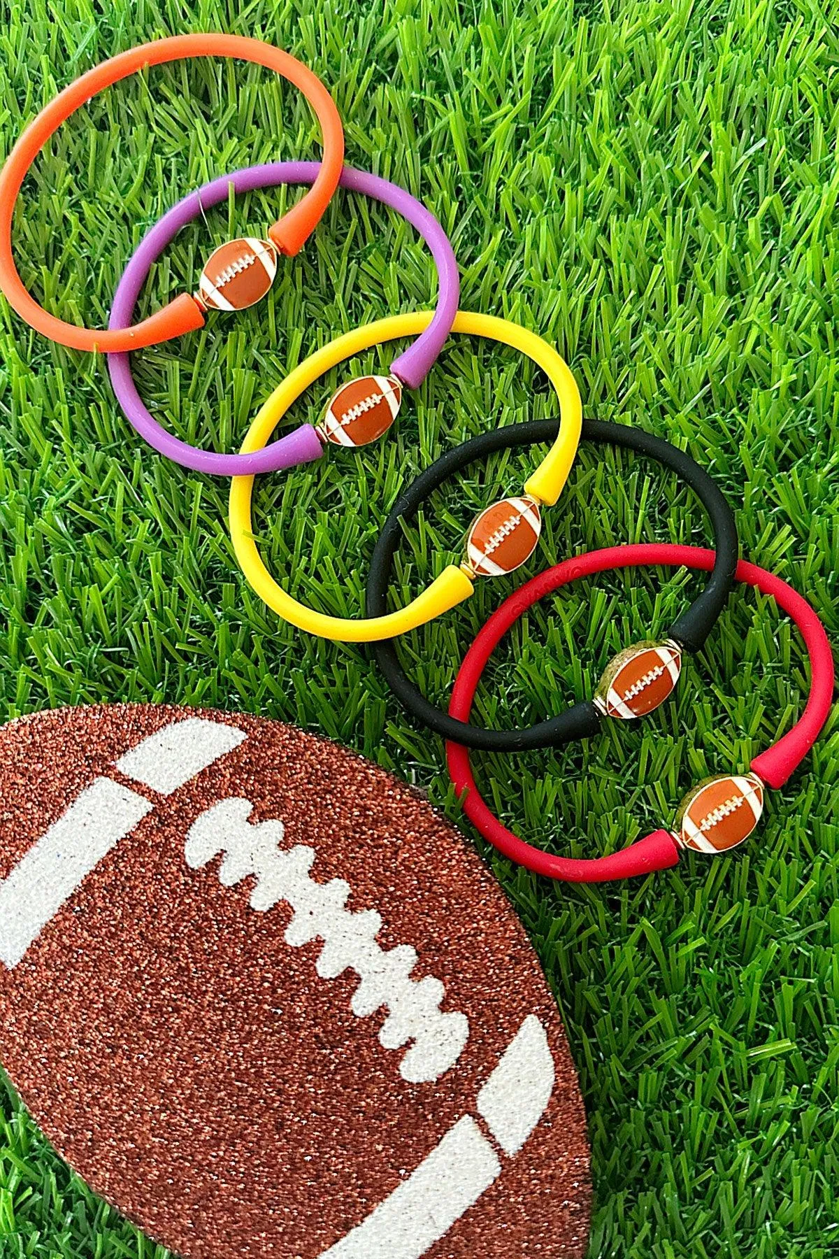 Enamel Football Silicone Bali Bracelet in Orange - FINAL SALE sold by Canvas Style product image thumbnail 2