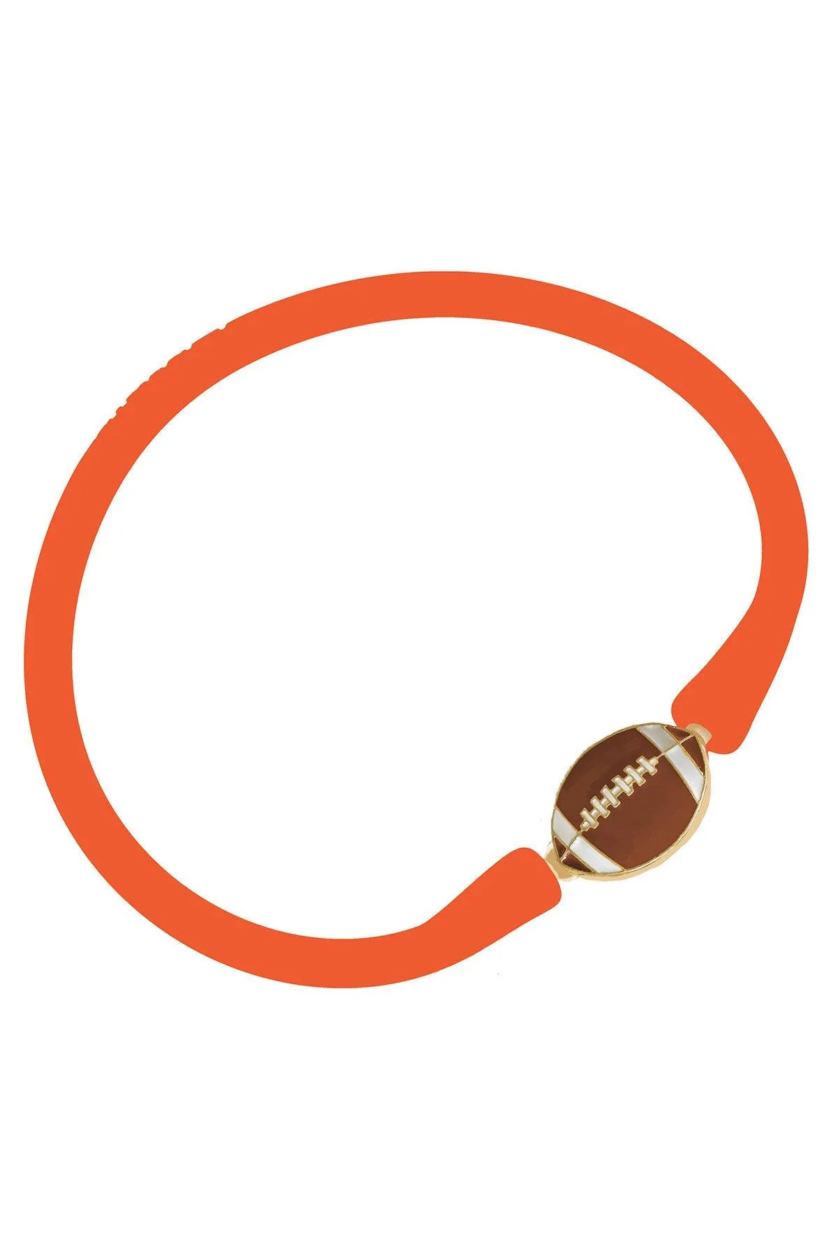 Enamel Football Silicone Bali Bracelet in Orange - FINAL SALE sold by Canvas Style