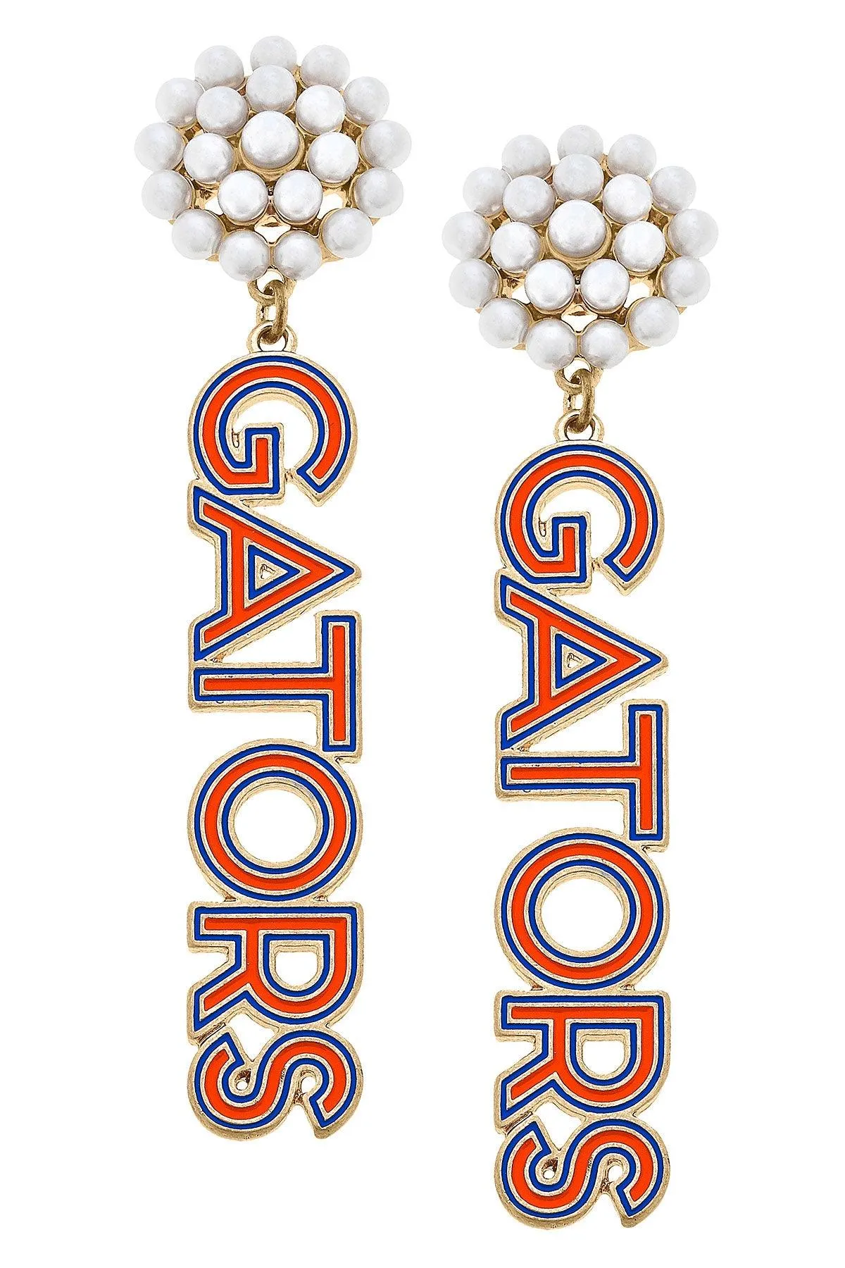 Florida Gators Pearl Cluster Outline Enamel Drop Earrings sold by Canvas Style