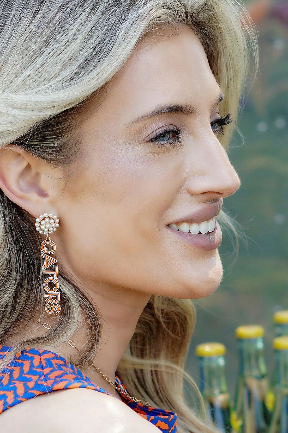 Florida Gators Pearl Cluster Outline Enamel Drop Earrings sold by Canvas Style product image thumbnail 2