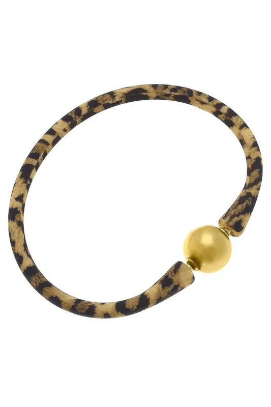Bali 24K Gold Plated Ball Bead Silicone Bracelet in Leopard Print - FINAL SALE sold by Canvas Style