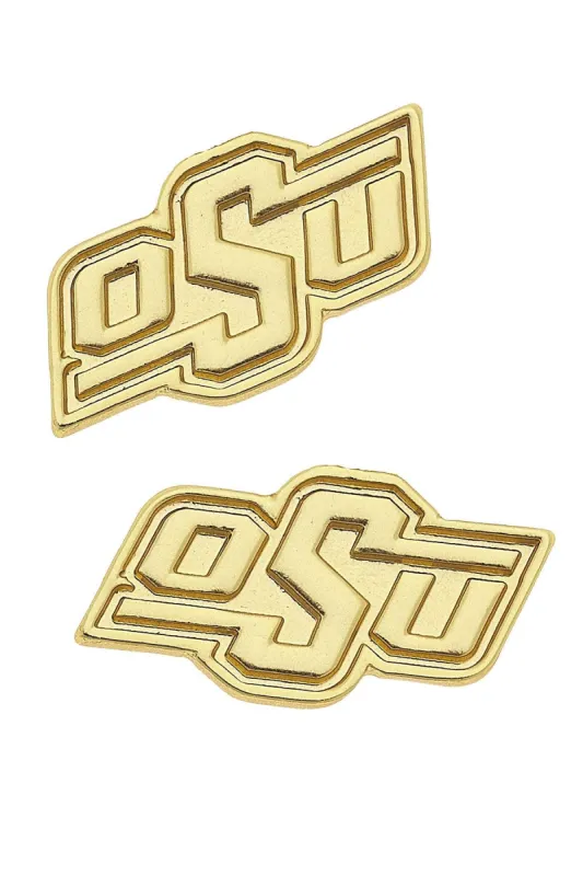 Oklahoma State Cowboys Logo 24K Gold Plated Stud Earrings sold by Canvas Style