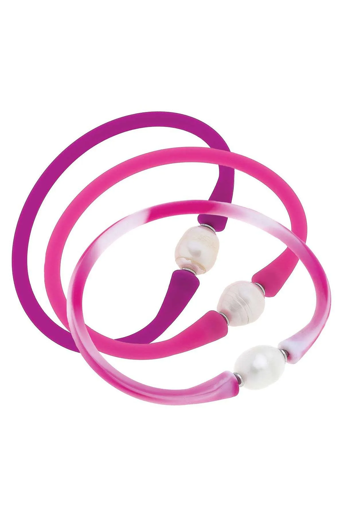 Bali Freshwater Pearl Silicone Flirt Bracelet Set of 3 - FINAL SALE sold by Canvas Style