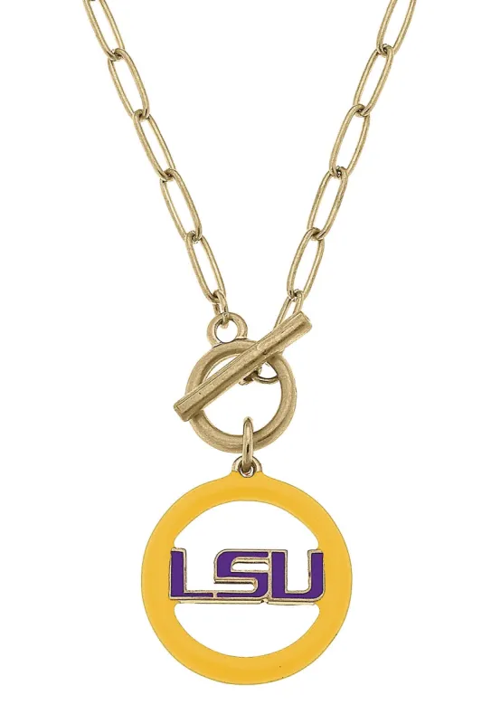LSU Tigers Logo Enamel T-Bar 16" Necklace sold by Canvas Style