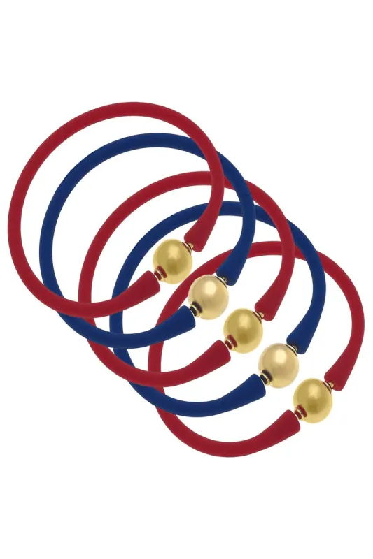 Bali Game Day 24K Gold Bracelet Set of 5 in Red & Royal Blue sold by Canvas Style