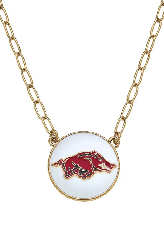 Arkansas Razorbacks Enamel Disc Pendant Necklace sold by Canvas Style