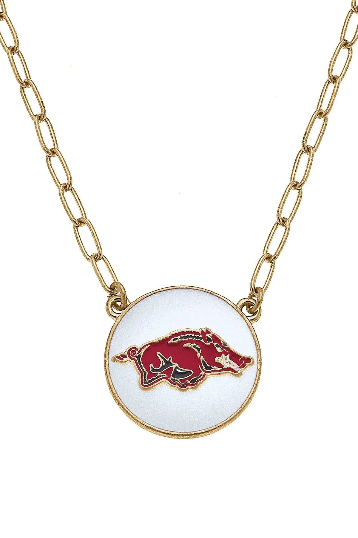 Arkansas Razorbacks Enamel Disc Pendant Necklace sold by Canvas Style