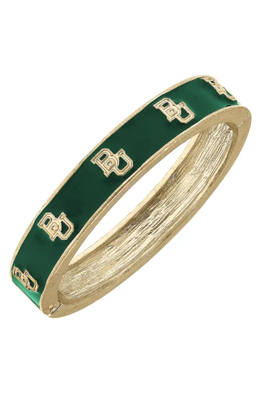 Baylor Bears Enamel Logo Hinge Bangle in Green - FINAL SALE sold by Canvas Style
