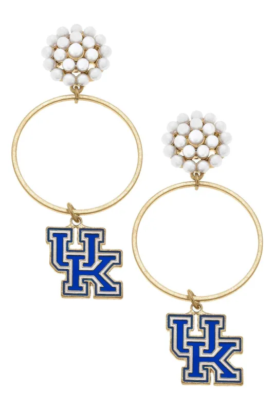 Kentucky Wildcats Pearl Cluster Enamel Hoop Earrings sold by Canvas Style