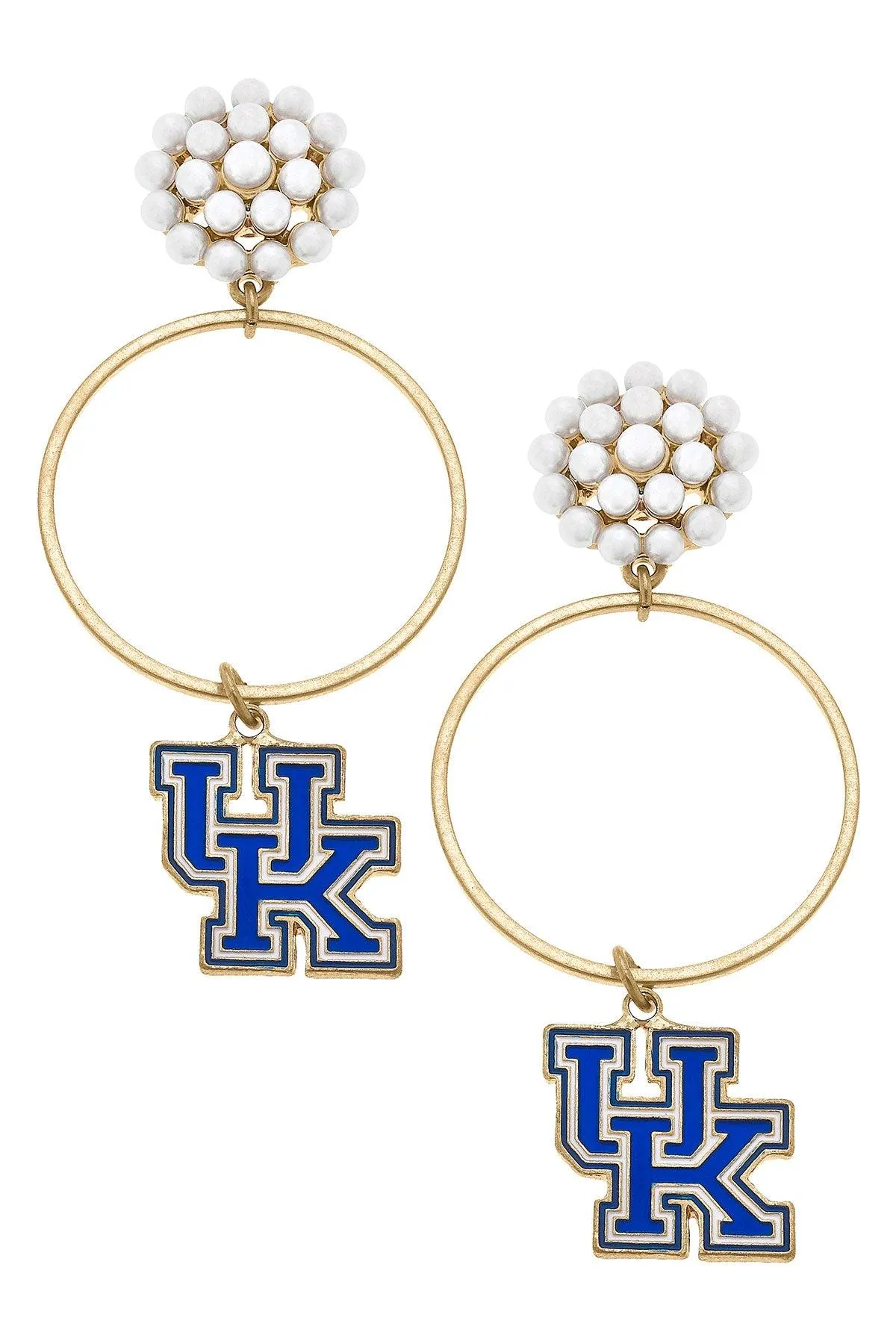 Kentucky Wildcats Pearl Cluster Enamel Hoop Earrings sold by Canvas Style