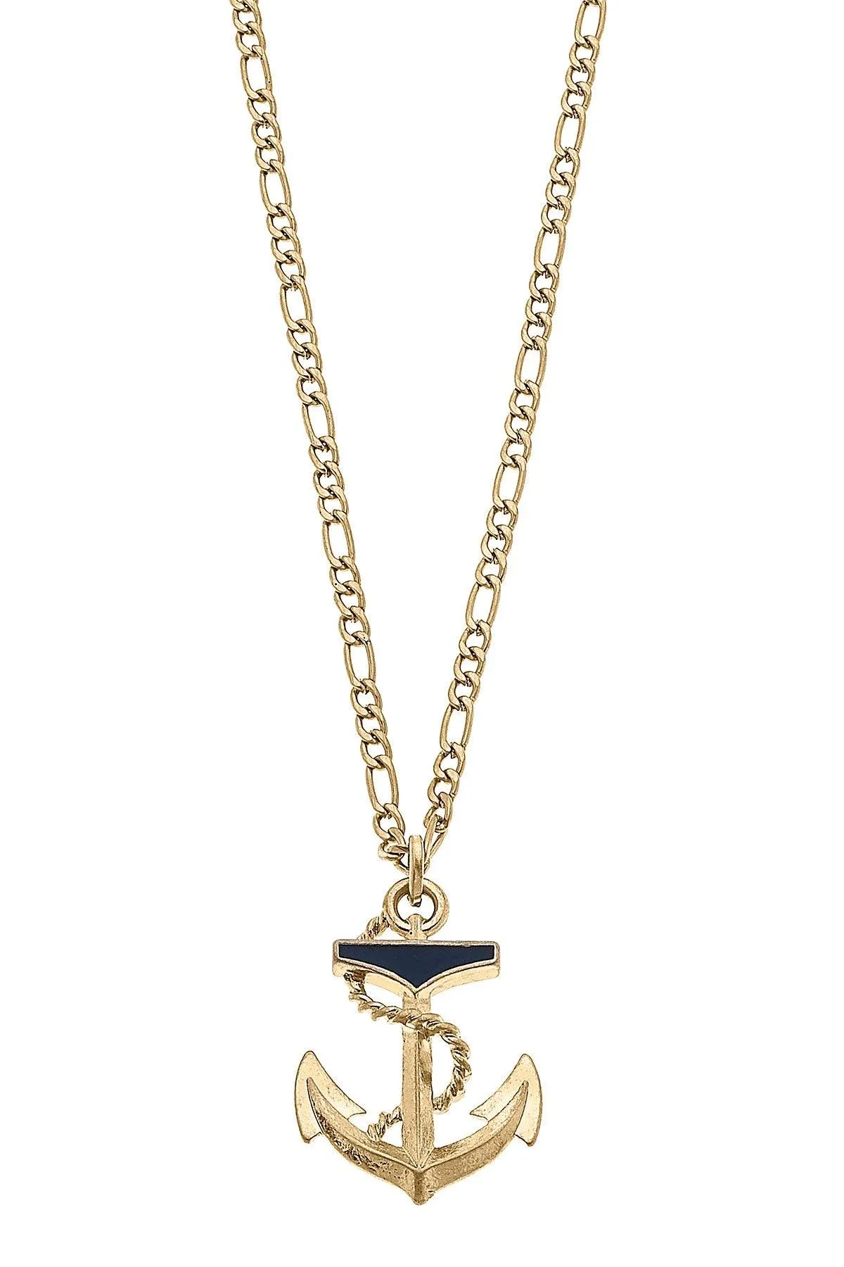 Georgia Anchor Pendant Necklace in Worn Gold sold by Canvas Style