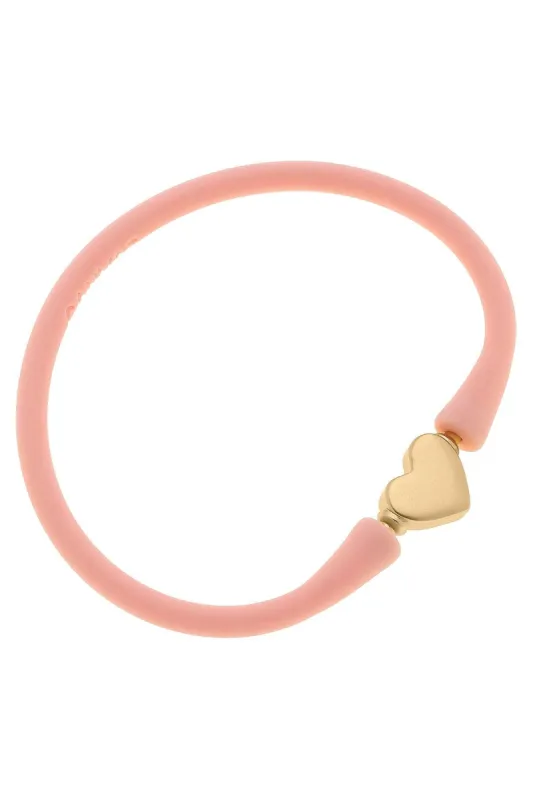 Bali Heart Bead Silicone Bracelet in Light Pink sold by Canvas Style
