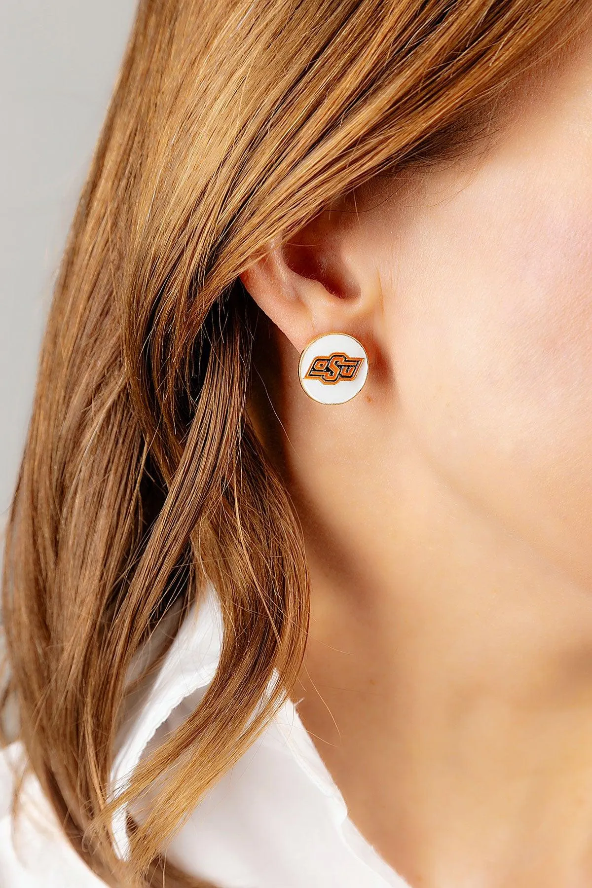 Oklahoma State Cowboys Enamel Disc Stud Earrings - FINAL SALE sold by Canvas Style product image thumbnail 3