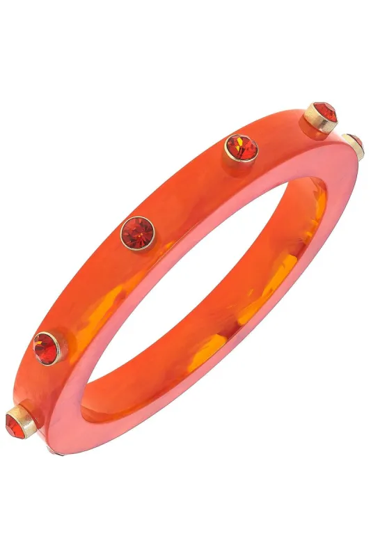 Renee Resin and Rhinestone Bangle in Orange made by Canvas