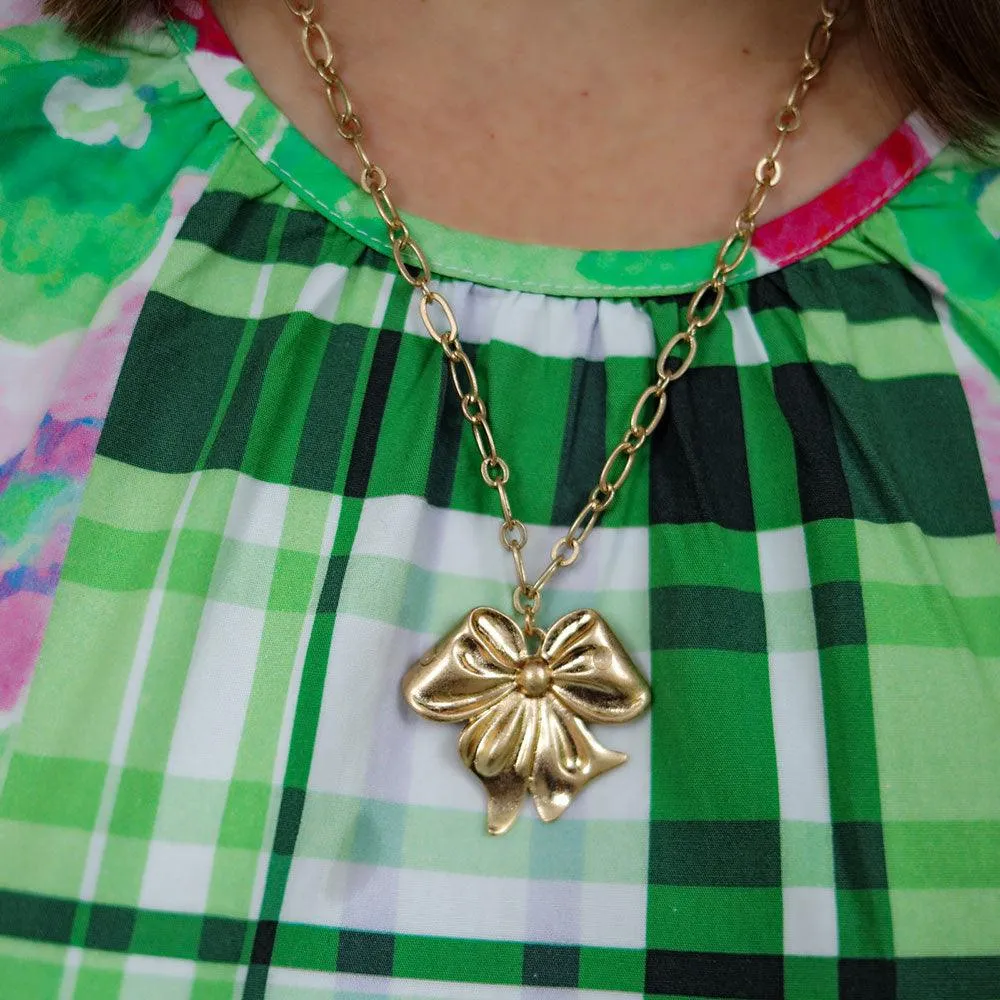 Sasha Bow Pendant Necklace in Worn Gold sold by Canvas Style product image thumbnail 3