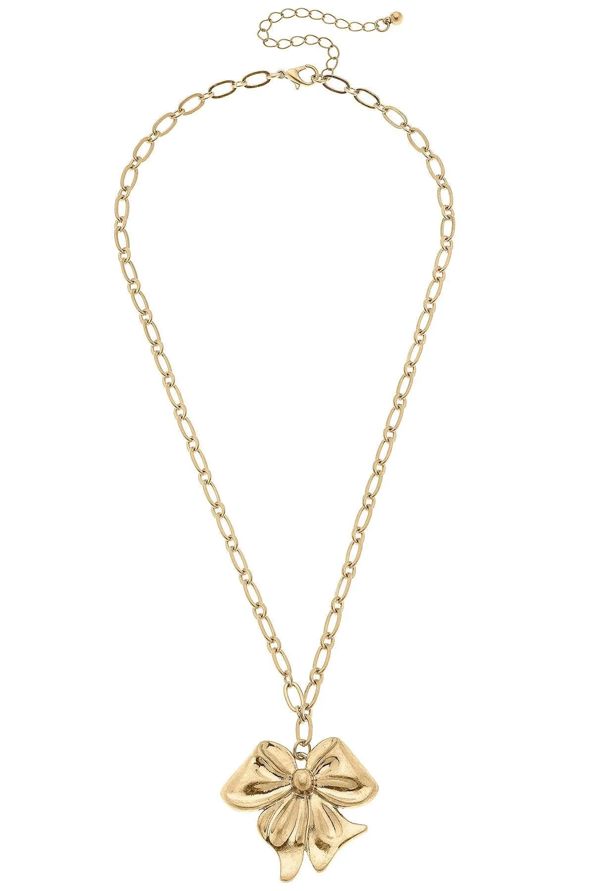 Sasha Bow Pendant Necklace in Worn Gold sold by Canvas Style product image thumbnail 2