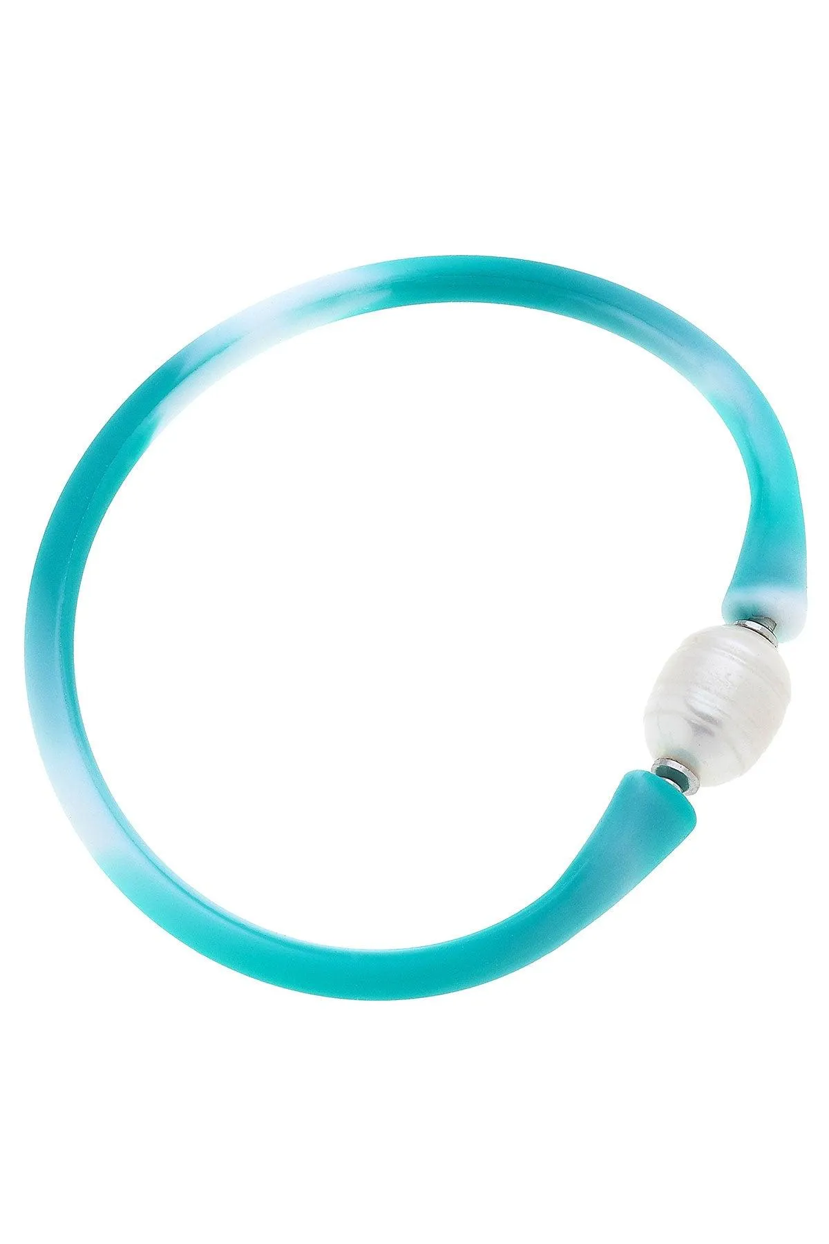 Bali Freshwater Pearl Silicone Bracelet in Tie Dye Mint - FINAL SALE sold by Canvas Style