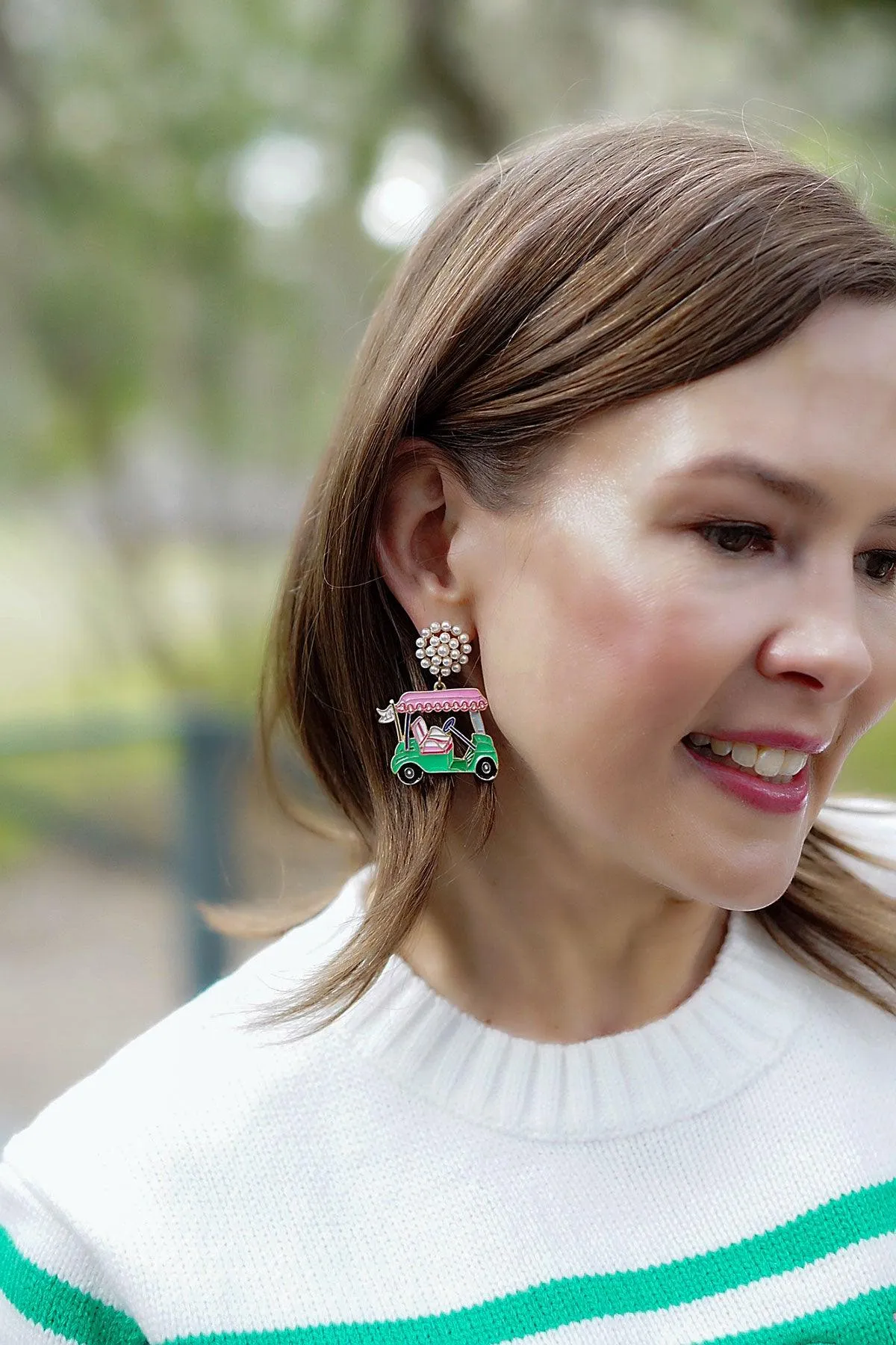 19th Hole Golf Cart Enamel Earrings sold by Canvas Style product image thumbnail 2