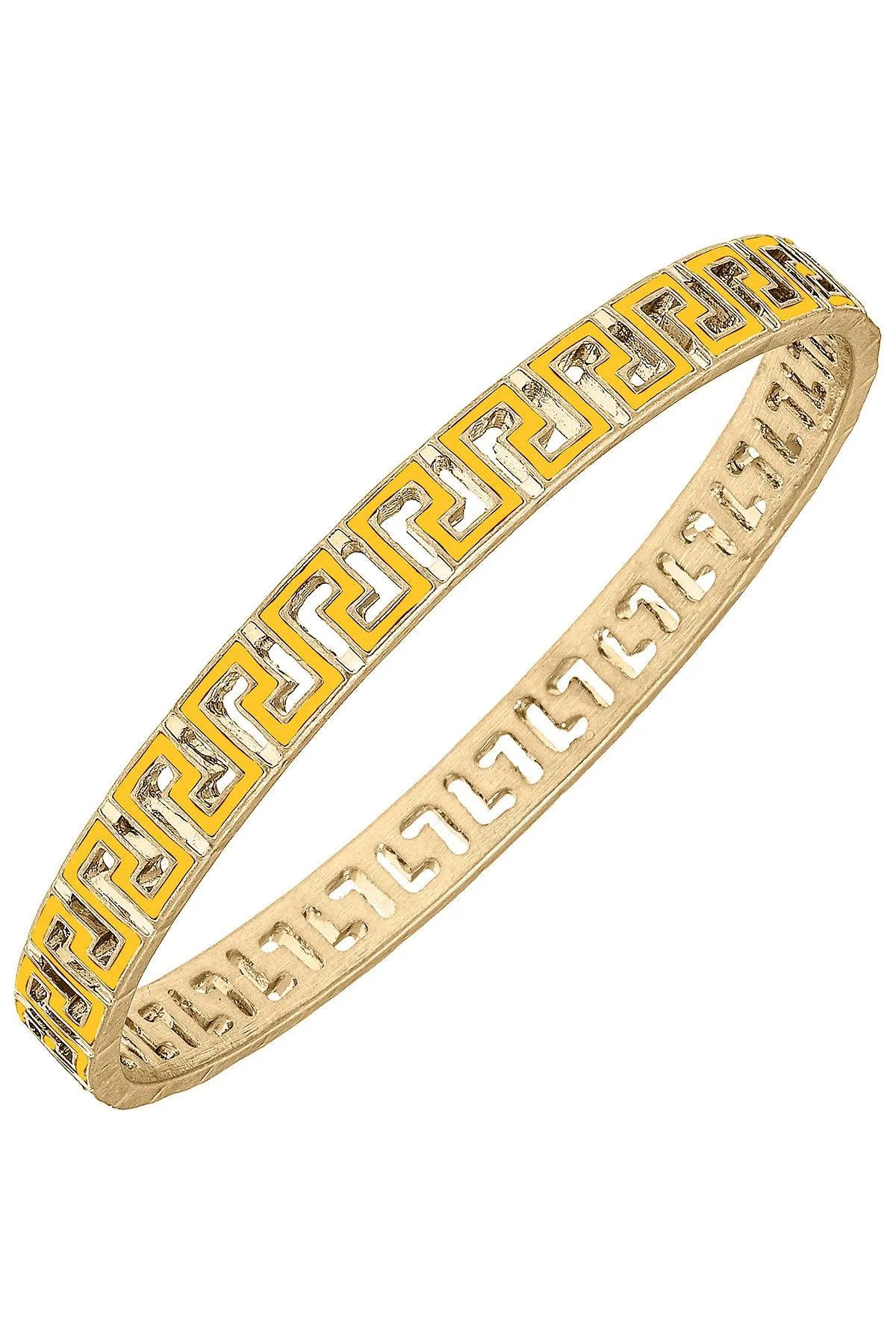 Ryan Game Day Greek Keys Enamel Bangle in Yellow sold by Canvas Style