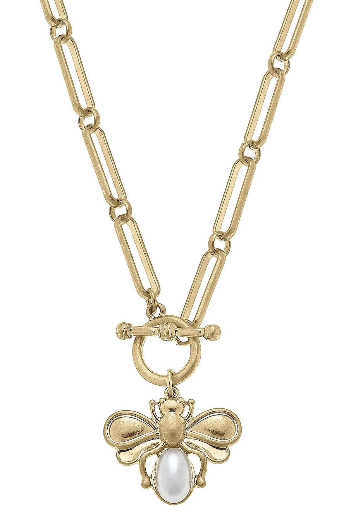 Pearl Bumble Bee Toggle Necklace sold by Canvas Style