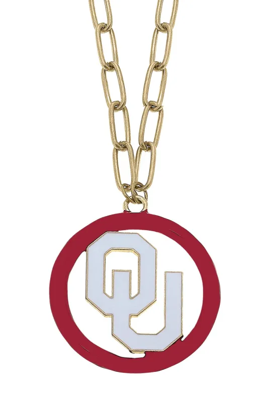 Oklahoma Sooners Logo Enamel Medallion Necklace sold by Canvas Style