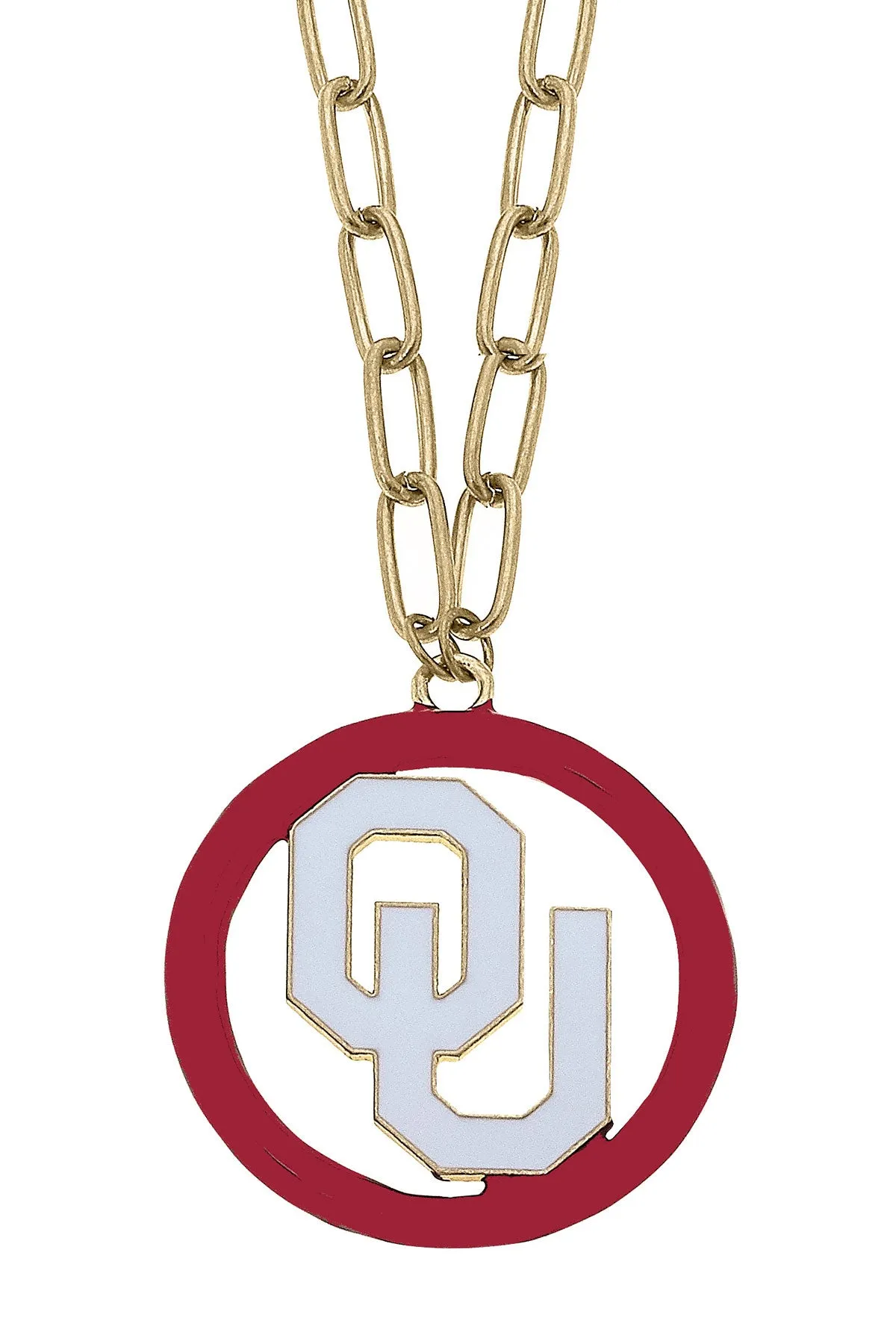 Oklahoma Sooners Logo Enamel Medallion Necklace sold by Canvas Style