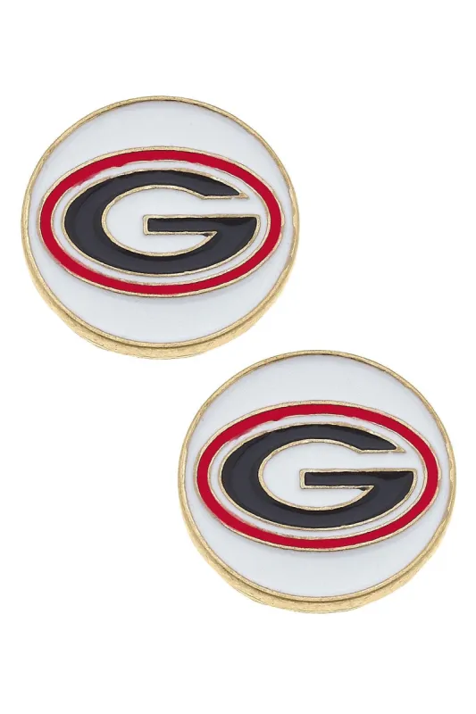Georgia Bulldogs Enamel Disc Stud Earrings sold by Canvas Style