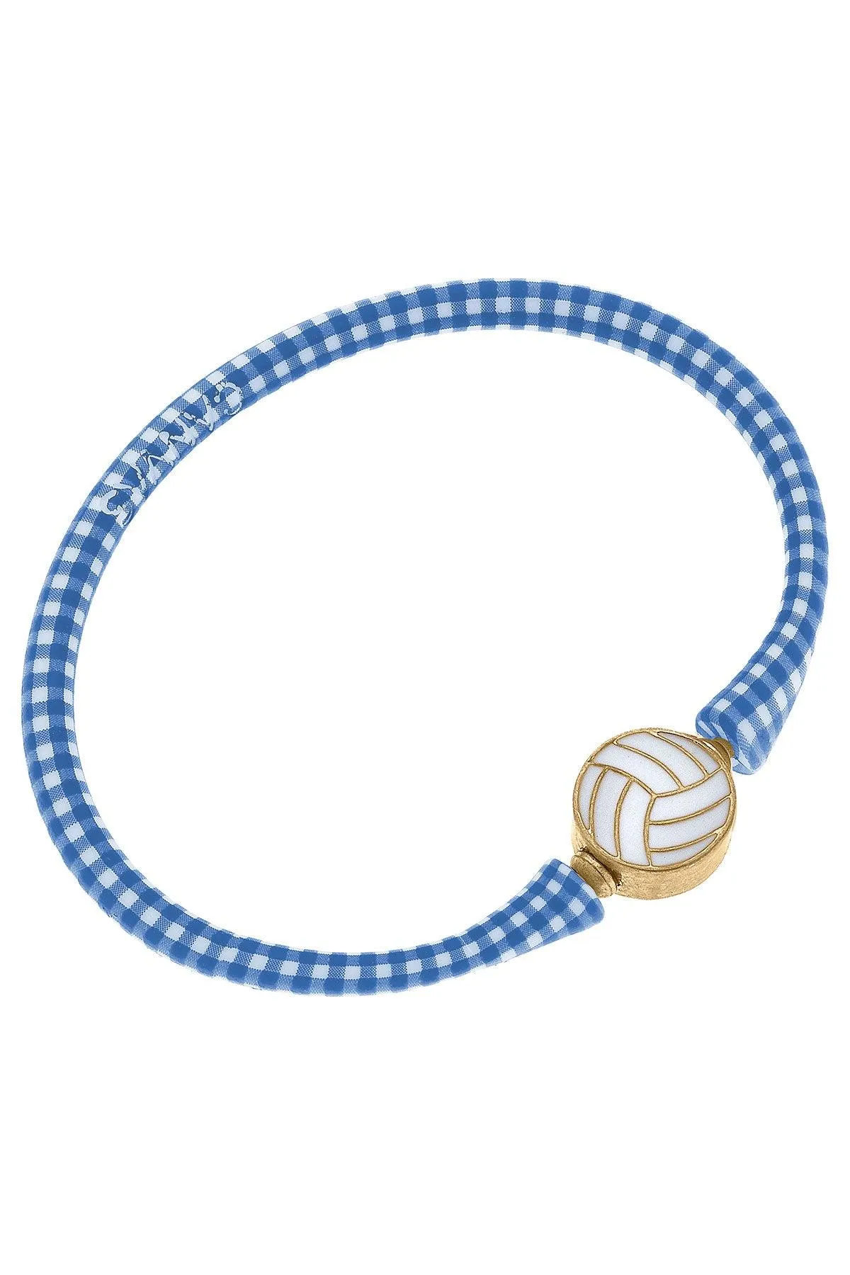 Enamel Volleyball Silicone Bali Bracelet in Blue Gingham - FINAL SALE sold by Canvas Style