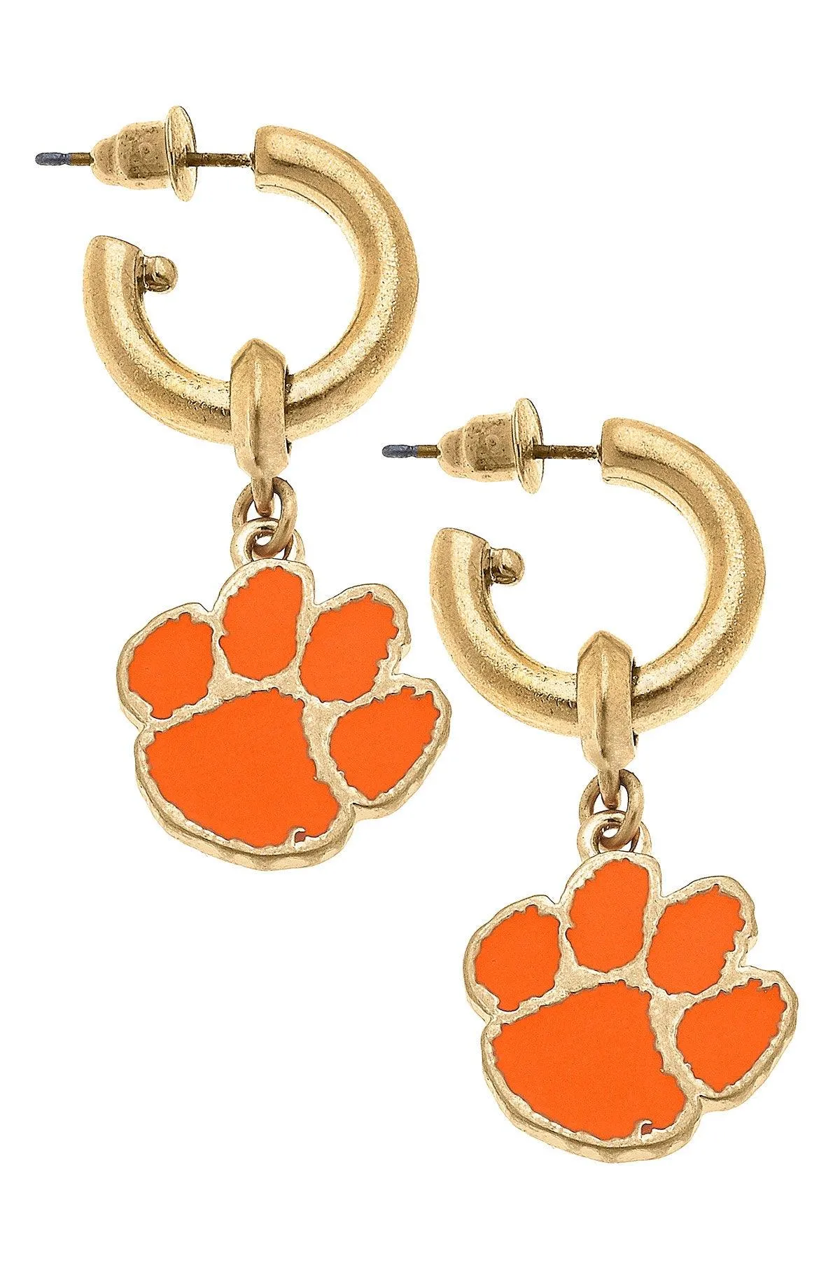 Clemson Tigers Enamel Drop Hoop Earrings sold by Canvas Style