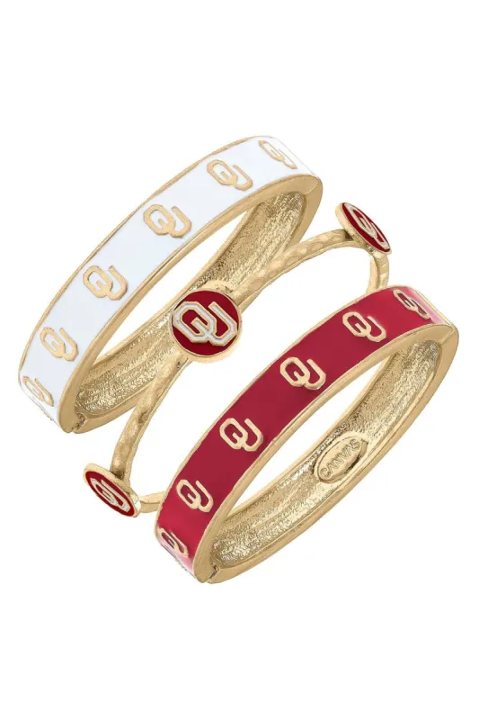 Oklahoma Sooners Enamel Bangle Stack (Set of 3) sold by Canvas Style