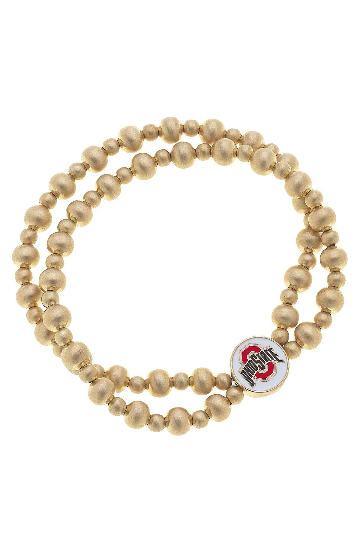 Ohio State Buckeyes 2-Row Ball Bead Stretch Bracelet sold by Canvas Style
