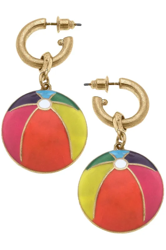Beach Ball Enamel Earrings in Multi sold by Canvas Style