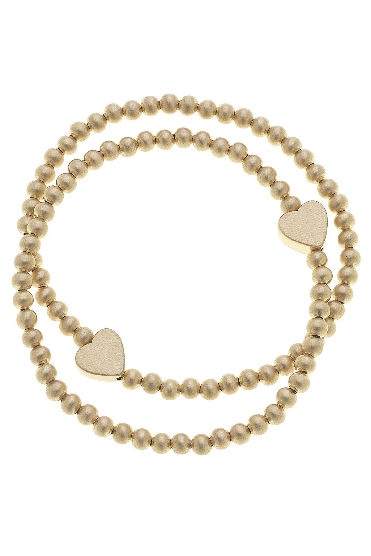 Isa Heart Ball Bead Stretch Bracelets (Set of 2) sold by Canvas Style