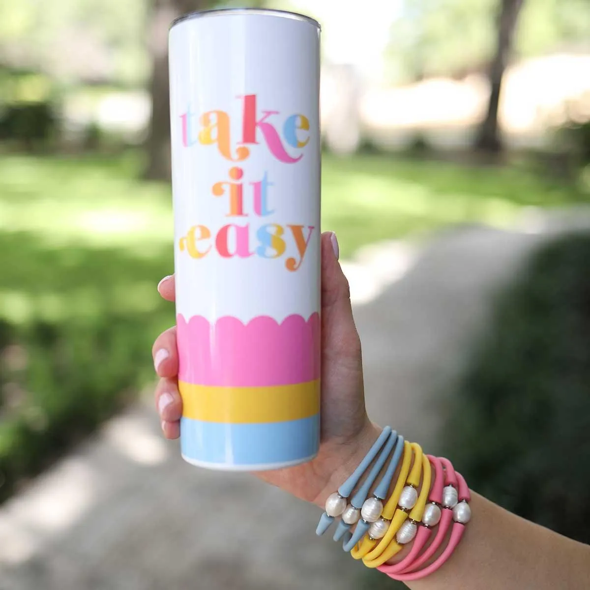 Bali Freshwater Pearl Silicone Bracelet in Pink - FINAL SALE sold by Canvas Style product image thumbnail 4