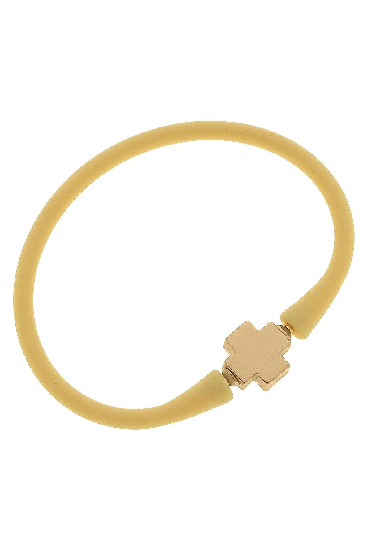Bali 24K Gold Plated Cross Bead Silicone Bracelet in Canary Yellow - FINAL SALE sold by Canvas Style