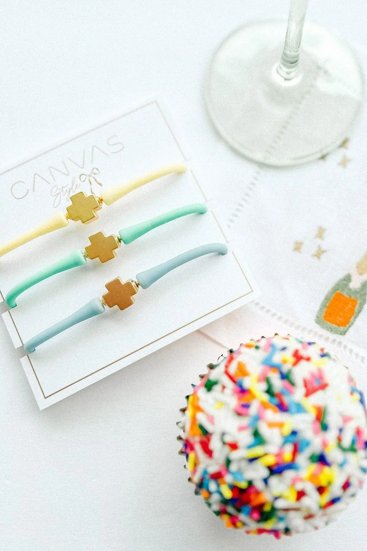 Bali 24K Gold Plated Cross Bead Silicone Bracelet in Canary Yellow - FINAL SALE sold by Canvas Style product image thumbnail 2