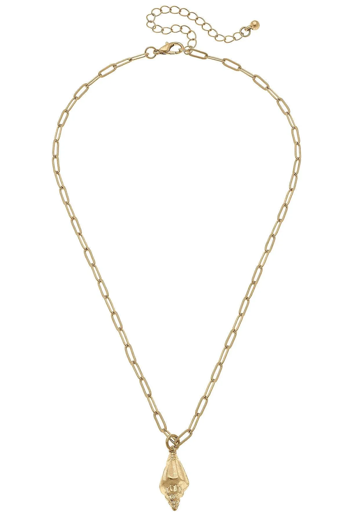 Spiral Shell Charm Necklace in Worn Gold sold by Canvas Style product image thumbnail 2