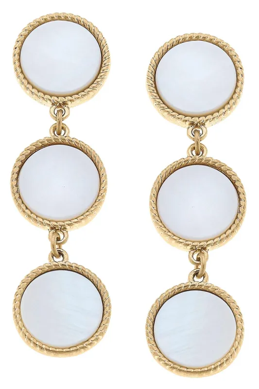 Sadie Triple Linked Disc Earrings in Mother of Pearl sold by Canvas Style