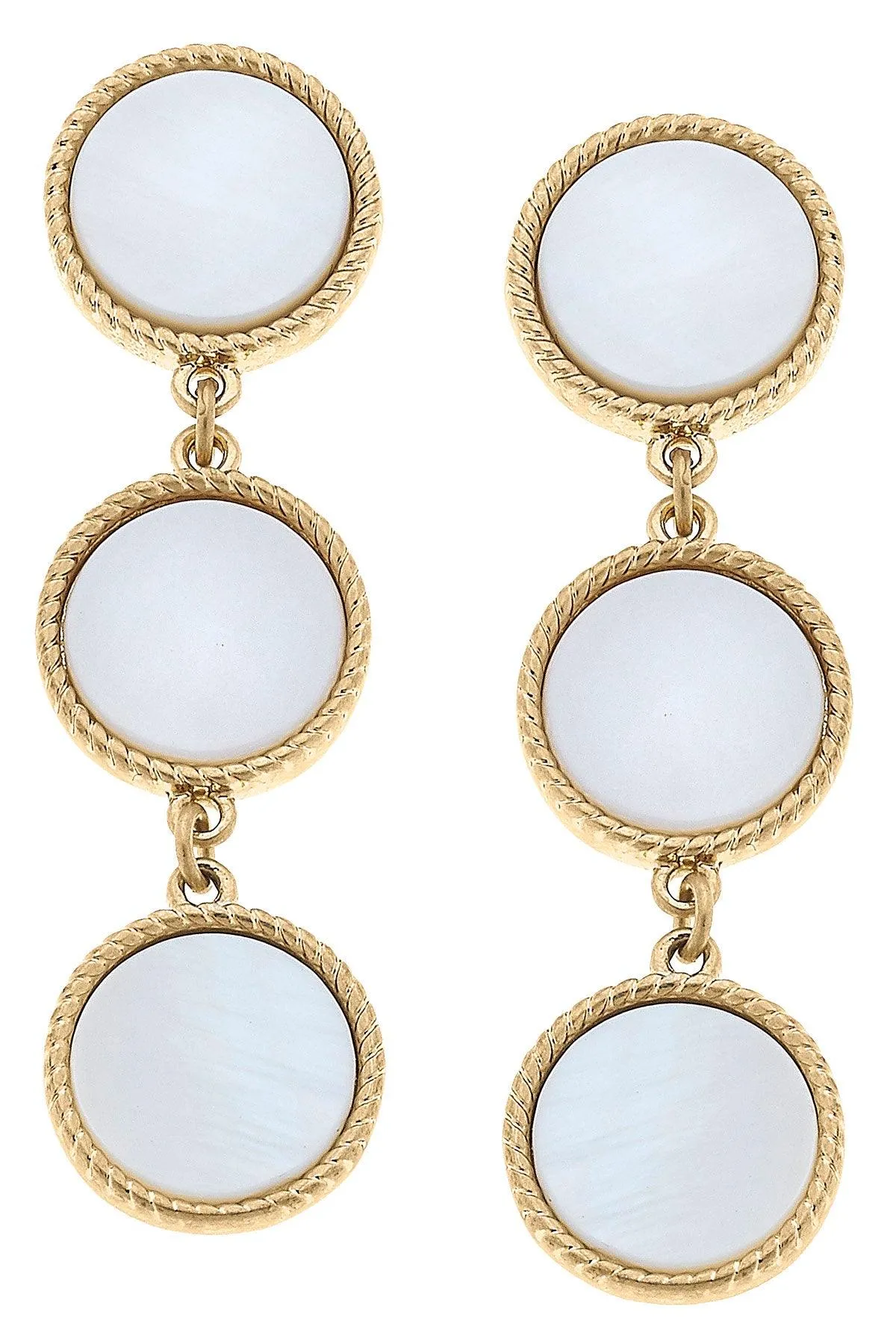 Sadie Triple Linked Disc Earrings in Mother of Pearl sold by Canvas Style