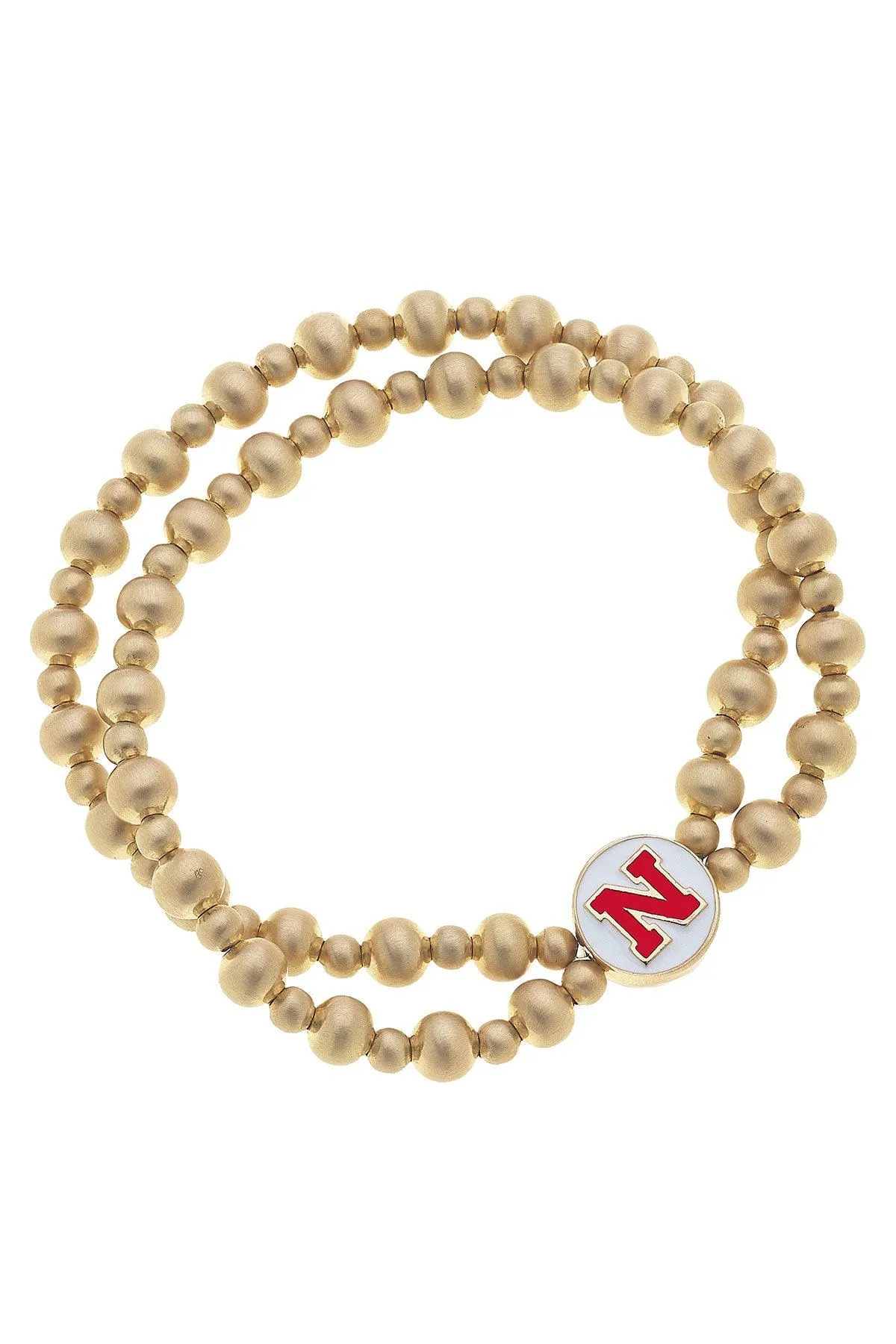 Nebraska Cornhuskers 2-Row Ball Bead Stretch Bracelet sold by Canvas Style