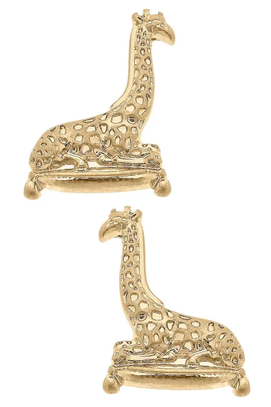 Lou Giraffe Stud Earrings in Worn Gold sold by Canvas Style
