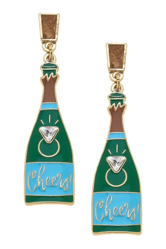 Cheers To Forever Champagne Enamel Earrings sold by Canvas Style