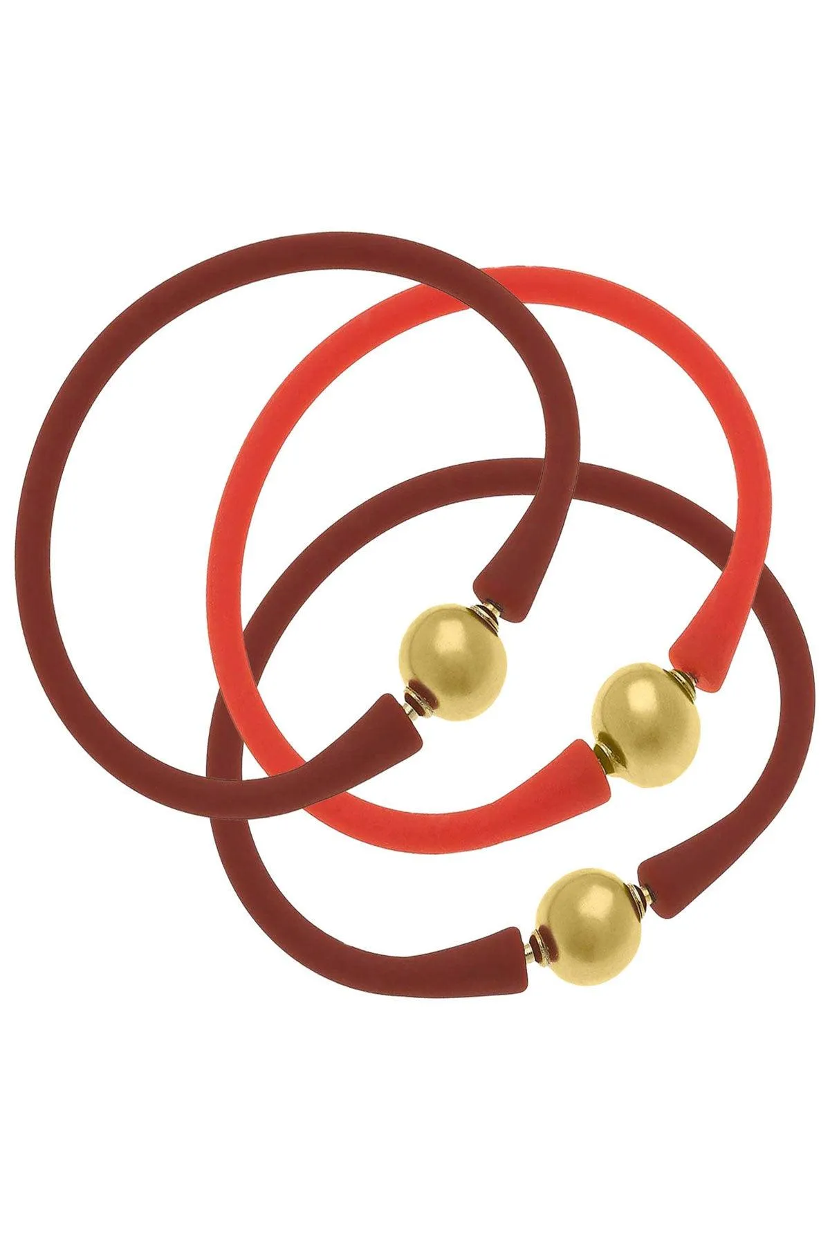 Bali 24K Gold Silicone Bracelet Pumpkin Spice Stack of 3 in Rust & Orange - FINAL SALE sold by Canvas Style